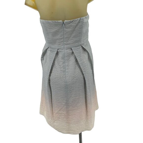 J Crew Strapless Dress Size 14 Womens Gray ombre Cotton crinkle  Lined pockets - Picture 4 of 5